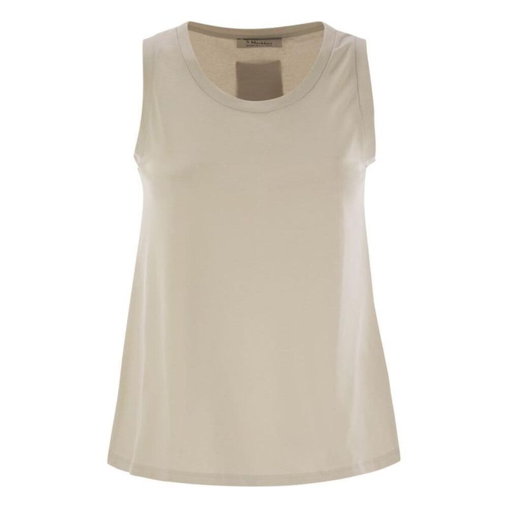 S MAX MARA Sleeveless Crew Neck Top Women Beige T-Shirts & Tops